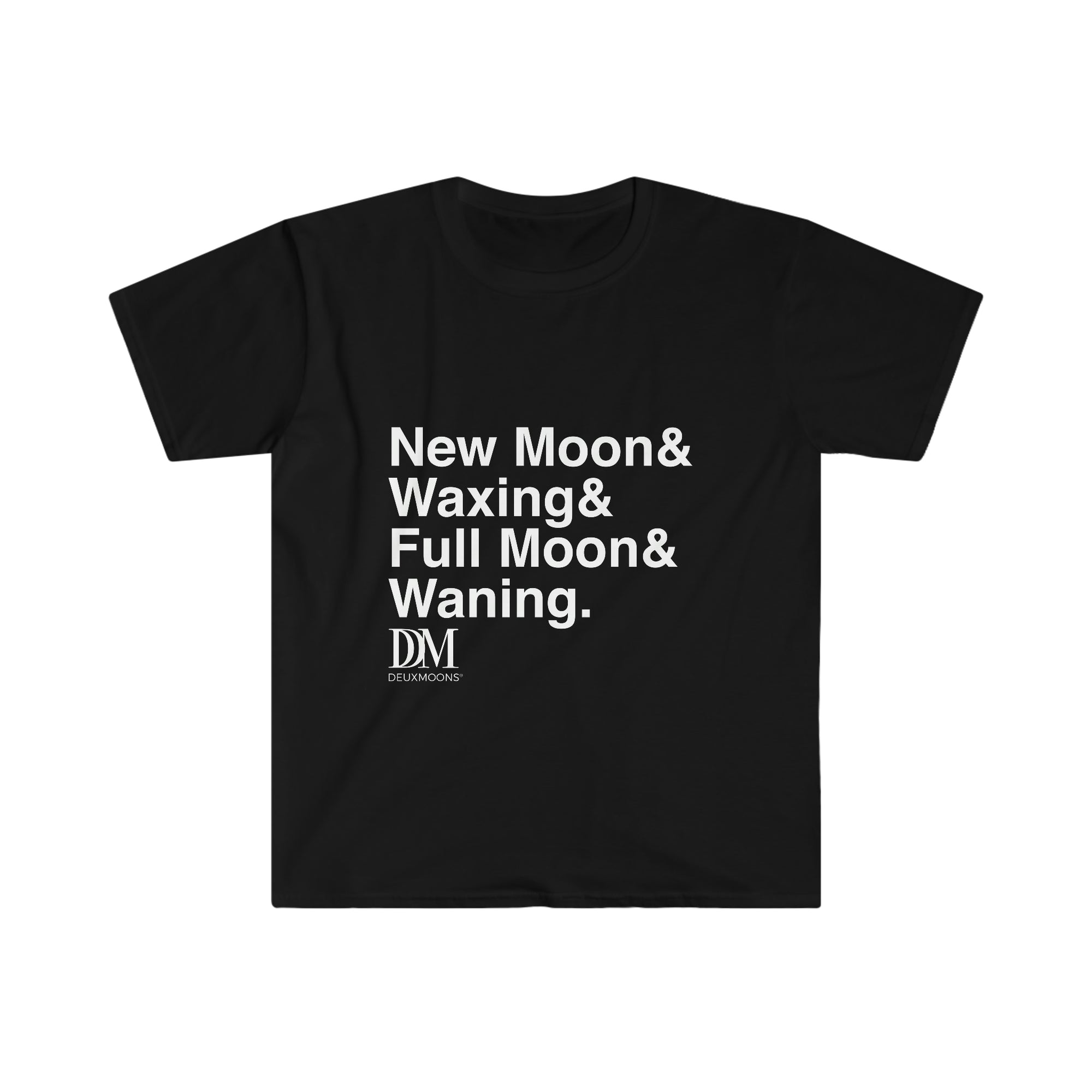 NEW MOON & WAXING & FULL MOON & WANING Unisex Softstyle Black T-Shirt