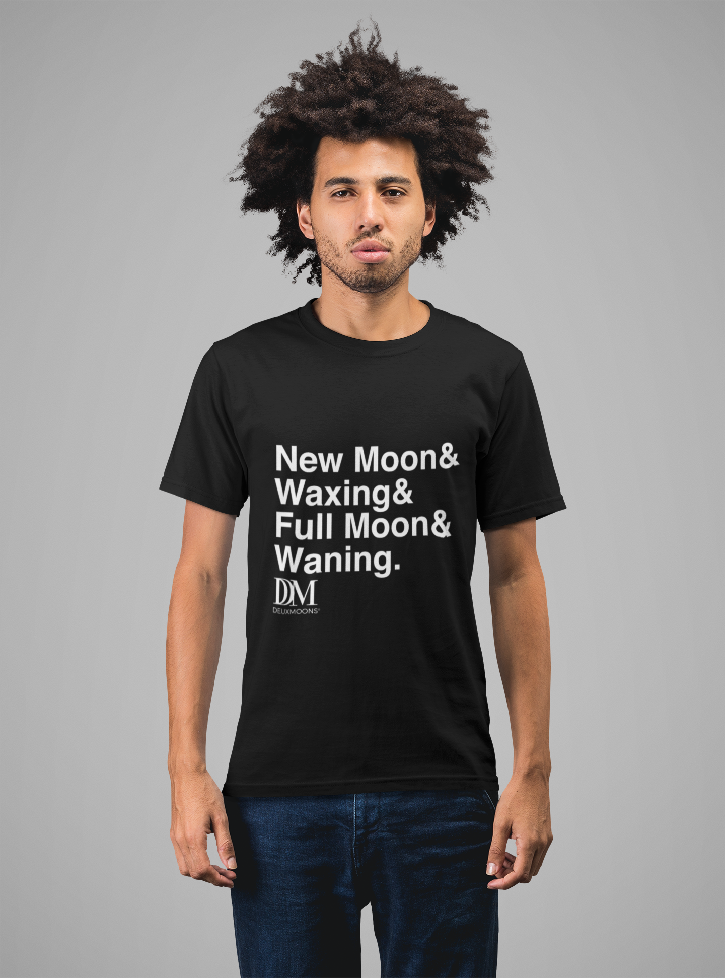 NEW MOON & WAXING & FULL MOON & WANING Unisex Softstyle Black T-Shirt